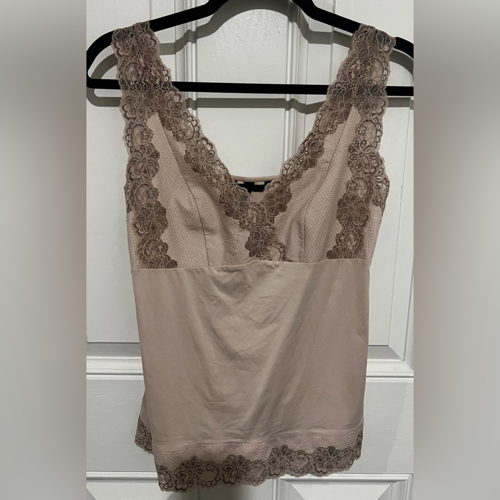 Soma Intimates Level 1 Shape Wear Lace Trim Camisole Baby Doll Taupe Sz M / L